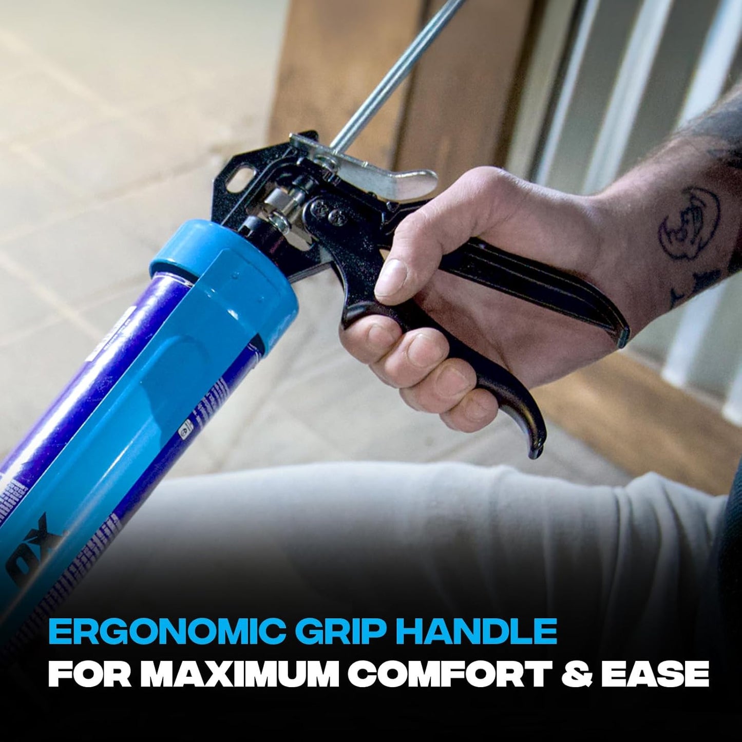 OX 29 oz Caulking Gun Tool - Heavy Duty For Large Caulk Gun Tube | Heavy duty 29oz caulk gun for large tubes with pro-grade performance and controlled caulking application