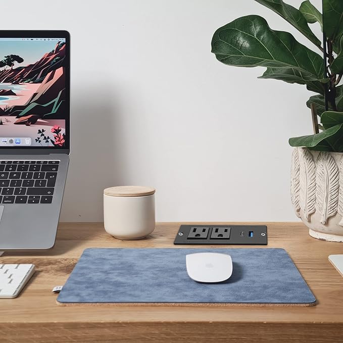 USB C Recessed Power Strip Fast Charge Desktop Power Station 2 Outlets 2 USB - Image 7