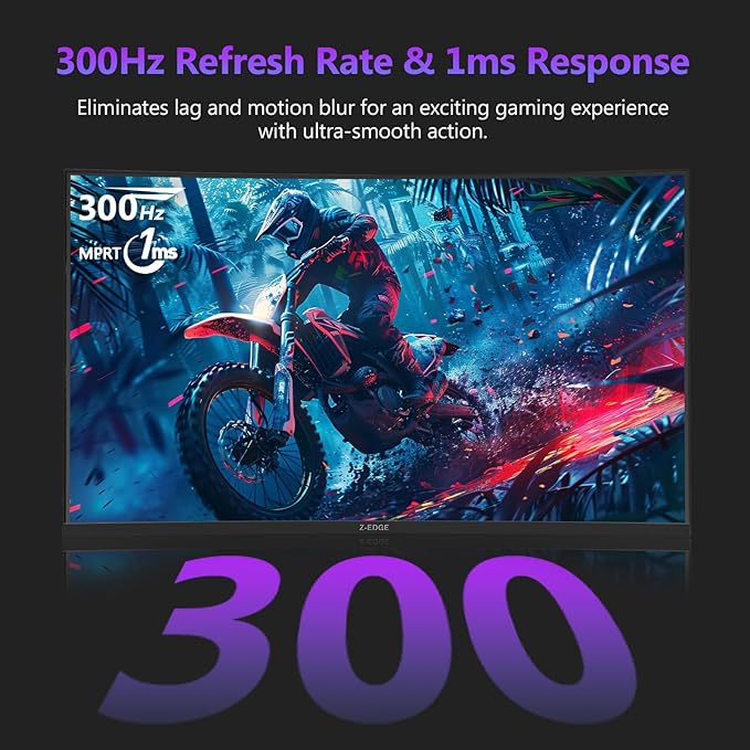 Z-Edge 27 inch Curved Gaming Monitor, FHD 1080P 300Hz 240Hz PC Monitor - Image 2