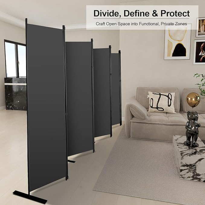 MAYOLIAH 8 Panel Room Divider 6ft Tall Freestanding Privacy Screen 160'' W - Image 5