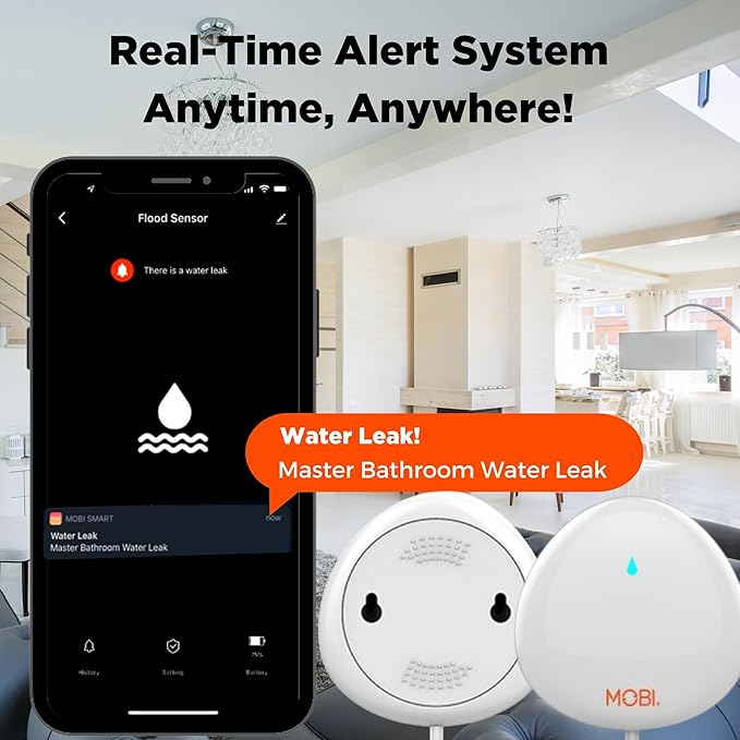 MOBI Connect WiFi Leak Alert Sensor, 24/7 Protection and Smart App Integration - Image 6