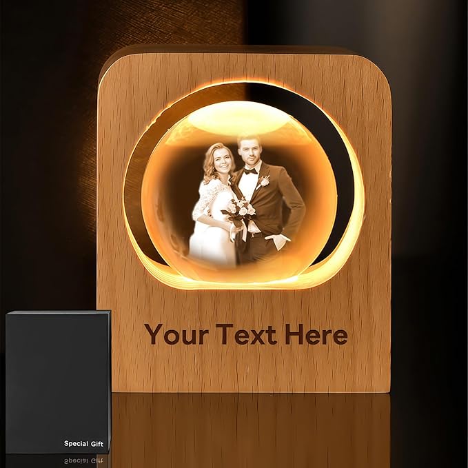 GigaGlow Personalized 3D Crystal Photo Night Light by GigaGlow