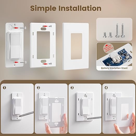 SURAIELEC Wireless Light Switch, Remote Control Outlet, Decorator Rocker Wall - Image 7