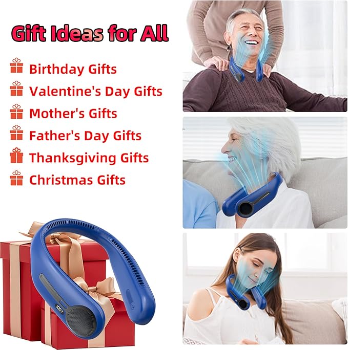 Portable Neck Fan, Hands Free Personal Wearable Bladeless Fan, 6000mAh USB - Image 5