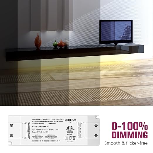 EMITEVER 60W Triac Dimmable Driver, Power Supply, AC 120V to DC 24V Transformer - Image 4
