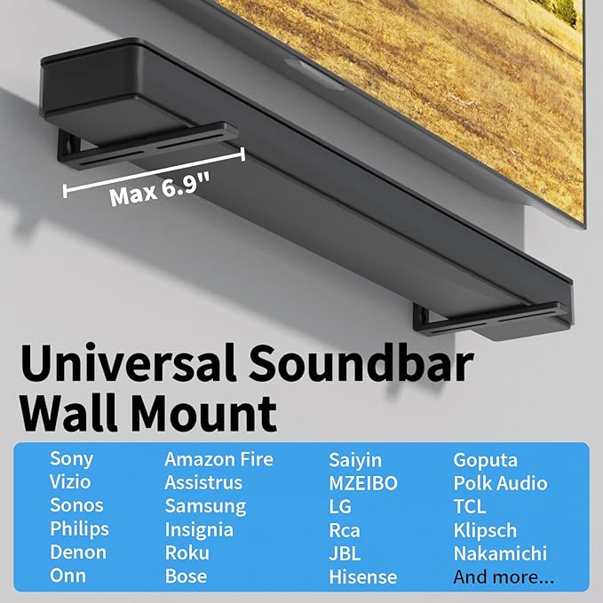 suptek Universal Soundbar Wall Mount Shelf – Wall Mount Bracket - Image 2