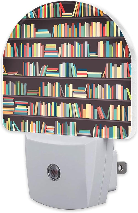 sndheke Books on Bookshelves Night Light, Colorful Books Dusk to Dawn Night by sndheke