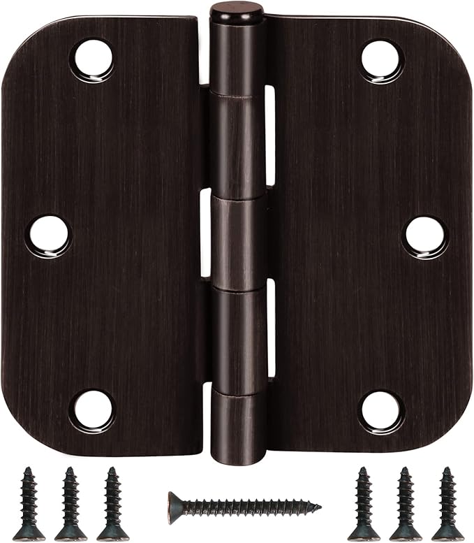 6 Pack Oil Rubbed Bronze Door Hinges 3.5" x 3 1/2 Inch Black Brushed Interior by TDCHINGES