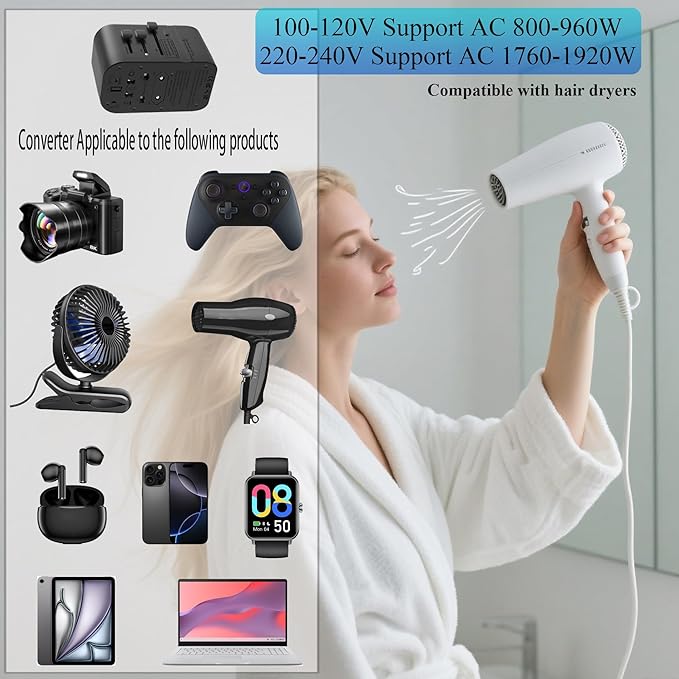 220V to 110V Voltage Converter, US to Europe Travel Converters, Universal - Image 4