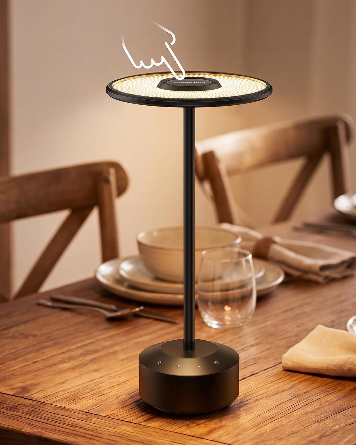 Honeywell Rechargeable Table Lamp, 5000mAh Cordless Dimmable Accent Light | 2000K-5700K,7 RGB Lighting Modes,Touch Control,Portable Desk Lamp for Patio Restaurant Dining Home Nightstand Living Room
