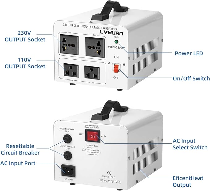 LVYUAN 2500 Watt Voltage Transformer Converter Step Up/Down Converter 110/120 - Image 3