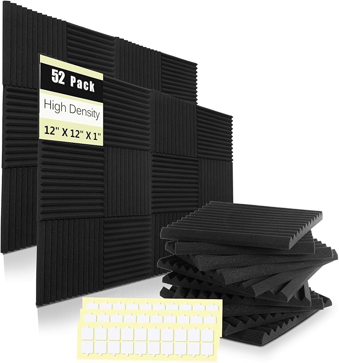 HWLIYUTAI 52 Pack Acoustic Panels 1 X 12 X 12 Inches by HWLIYUTAI