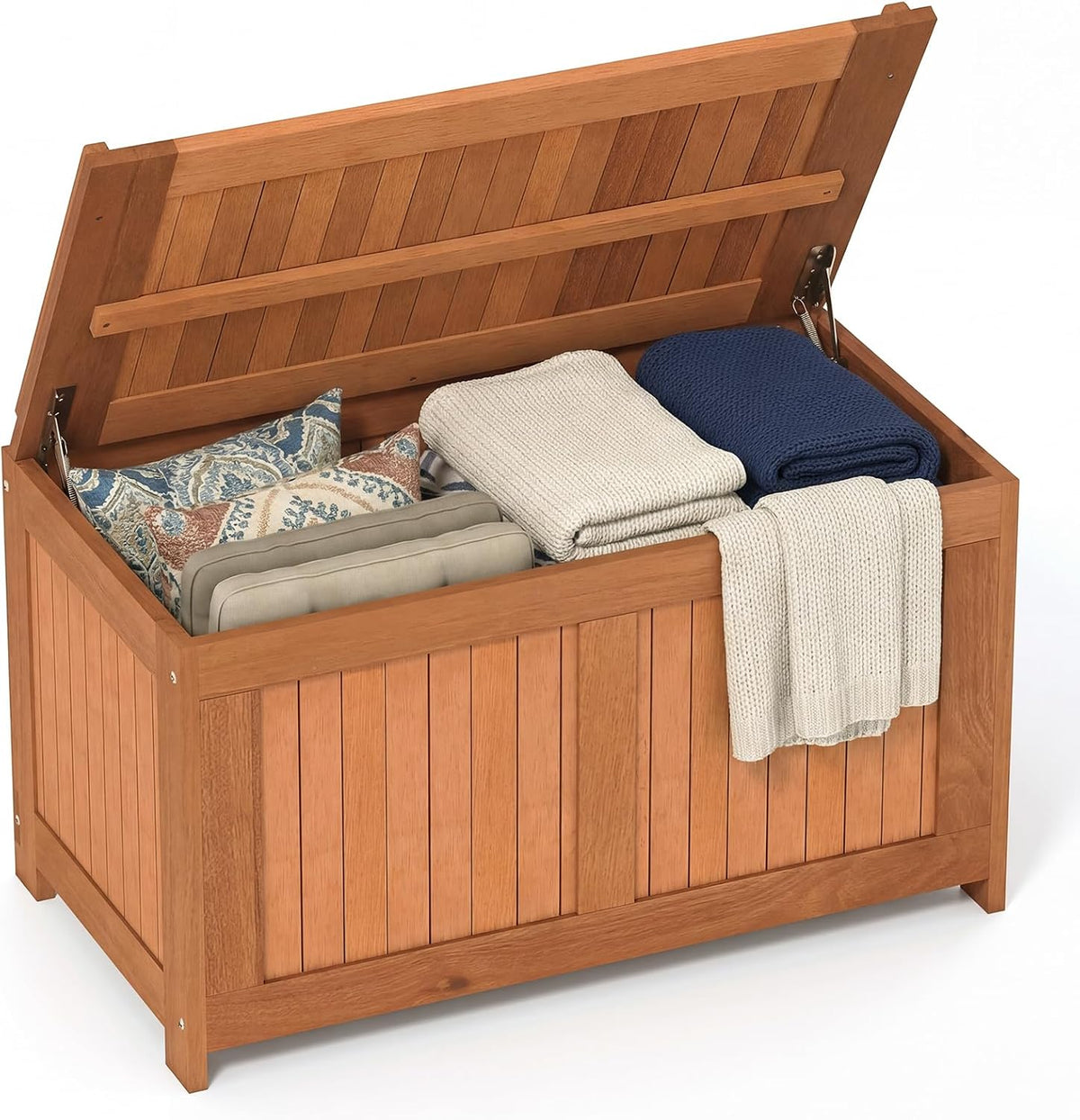 happygrill outdoor wood deck box with flip top, main product view
