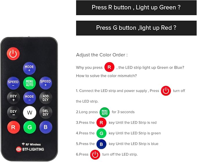 BTF-LIGHTING WS2811 WS2812B 1903 DC5/12V 14keys Wireless RF RGB LED Controller - Image 4
