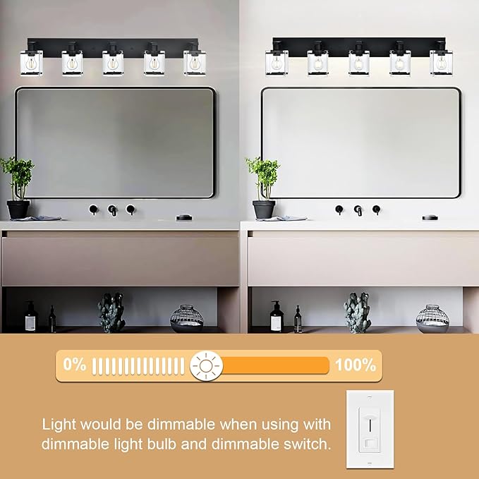 WINSHEN 5-Light Modern Vanity Lighting, E26 Bulb Base - Image 5
