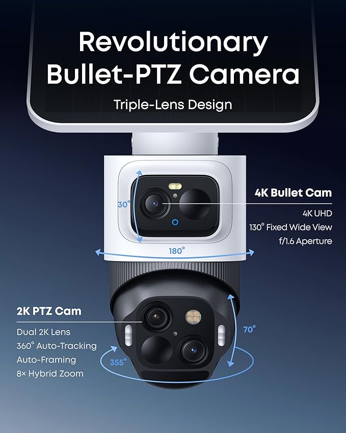 eufy Security eufyCam S4, 4K Solar Camera Wireless Outdoor, Triple Lens - Image 2