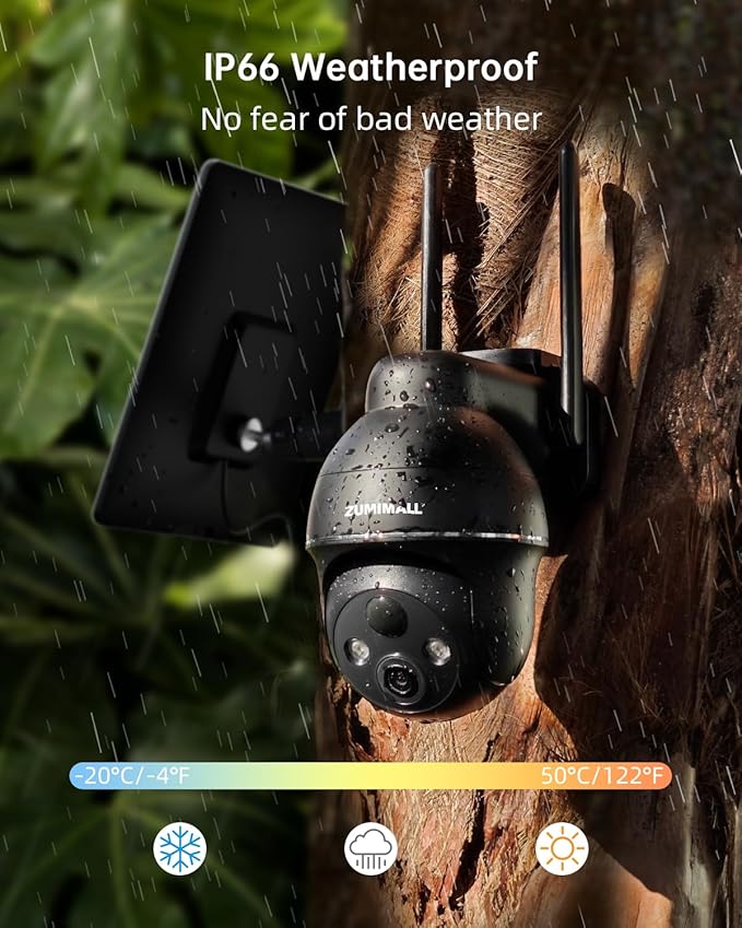 ZUMIMALL 4G LTE Cellular Solar Security Cameras Wireless Outdoor, 3MP No WiFi - Image 3