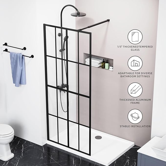 Goodyo 34" X 72" Shower Door Clear Tempered Glass Framed Shower Screen Walk-in - Image 3