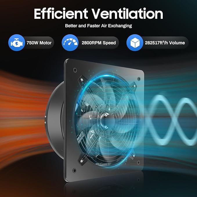 PureLinensliey 16 inch Industrial Fan, High Airflow Ventilation Exhaust Fan - Image 2