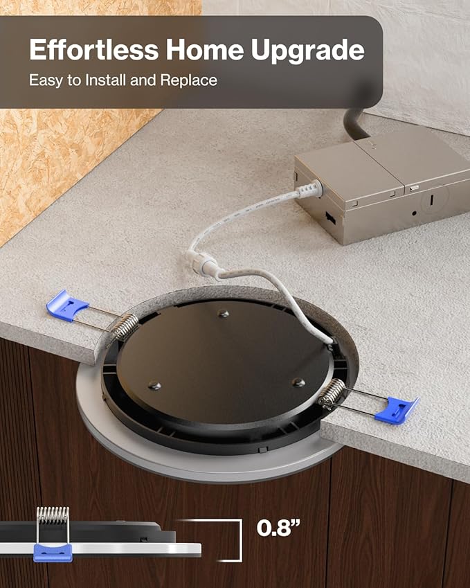 Sunco Black Recessed Lights 6 Inch LED, Canless - Image 6