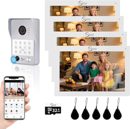 Wired Video Door Phone Apartment Intercom System, 7 Inch Touch Monitor by ANJIELOSMART