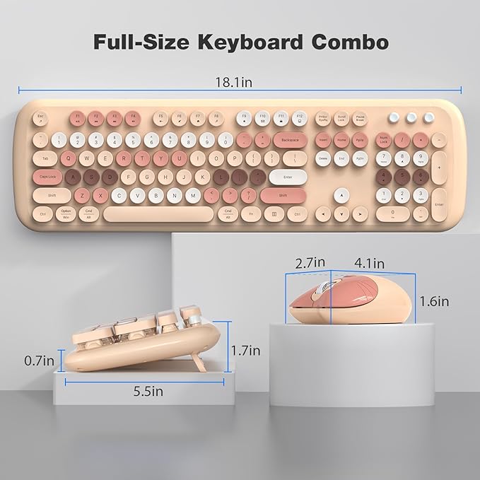 MOFII Wireless Keyboard and Mouse Combo, 2.4G Full-Size Retro Typewriter - Image 7
