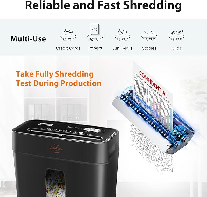 VidaTeco Paper Shredder for Home Use 6-Sheet Cross-Cut Shredder, Also Shred - Image 6