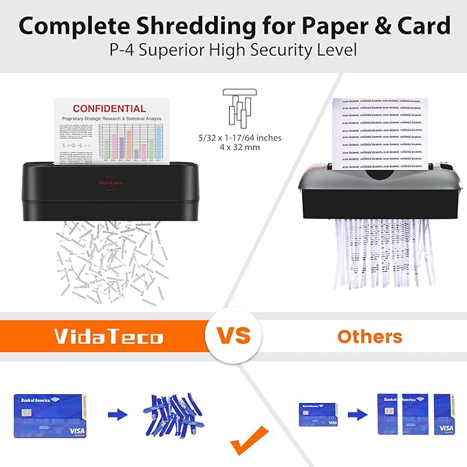 VidaTeco Paper Shredder for Home Use 6-Sheet Cross-Cut Shredder, Also Shred - Image 2