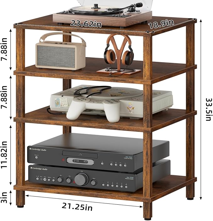 LELELINKY 4-Tier AV Media Player Stand Set of 2, Wooden TV Stand, Game Console - Image 3