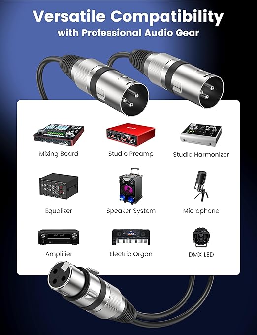 MOSWAG XLR Y Splitter Female to 2 Male, 3 Pins Female to Dual Male Balanced - Image 6