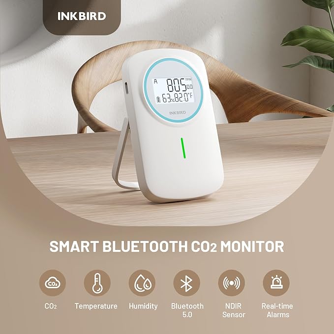 INKBIRD Smart CO2 Monitor Ndir | Bluetooth 3 in 1 CO2 Detector - Image 2