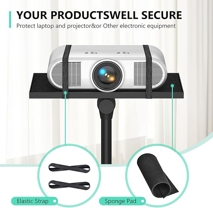 Projector Stand Tripod: 2 Shelves Mobile Laptop Cart Adjustable Height 45 to 64 - Image 7