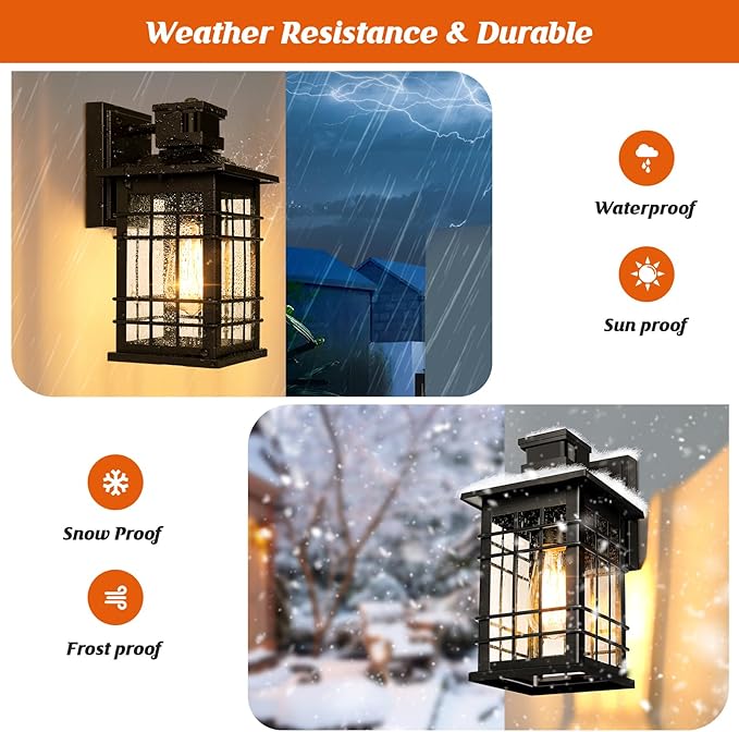 Motion Sensor Outdoor Wall Light Black, Dusk to Dawn Outside Porch Light - Image 5