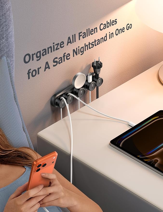 5-in-1 Magnetic Cord Organizer JOYROOM Cable Clips Under Desk Adhesive Cord - Image 8