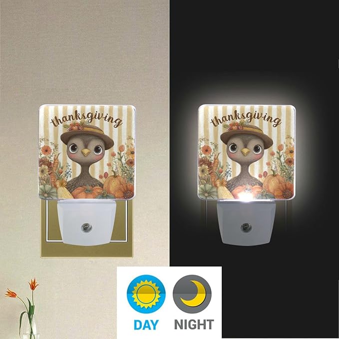 Pigsaly Led Night Light Thanksgiving Cute Turkey Autumn Pumpkins Carrots - Image 5