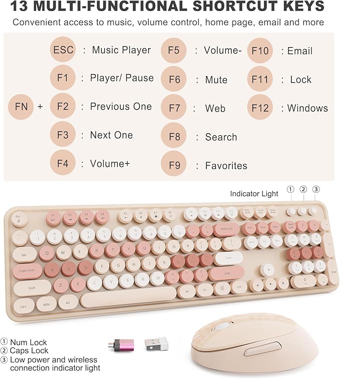 Wireless Keyboard and Mouse, Full-Size Typewriter Keyboard - Image 4