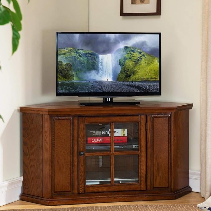 Opal Corner TV Stand for 50 Inch TVs, 46 Inch, Burnished Medium Oak, - Image 5