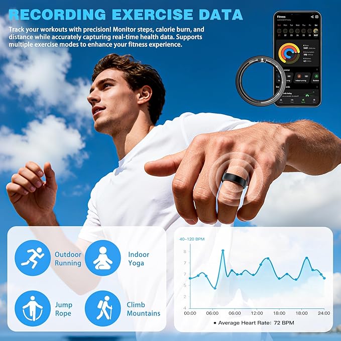 S SECRETTOP Smart Health Ring for Men Women, Fitness Tracker Ring - Image 4