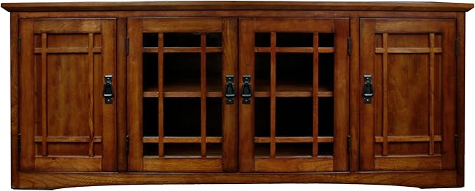 Leick Home 82360 Solid Wood Mission Oak Four Door TV Stand - Image 2