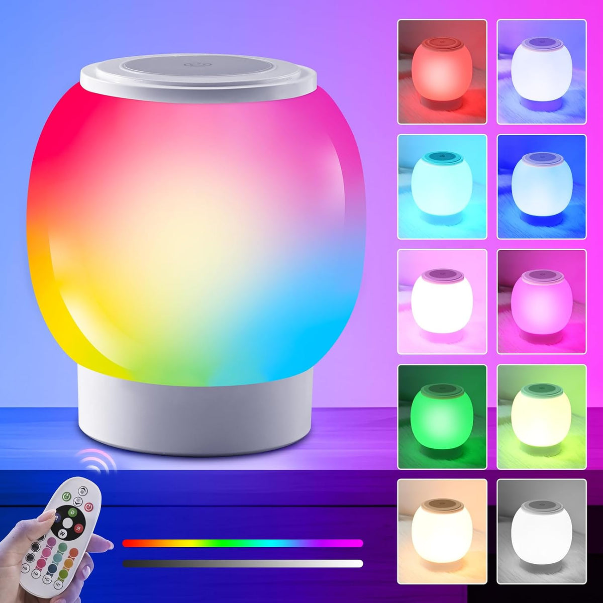 RGB ambient night light, Eye Caring, Stepless Dimming, Touch Night Lamp
