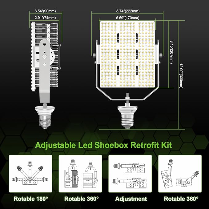 OPENLUX LED Shoebox Retrofit Kit 240W 34800LM E39 Mogul Base ETL DLC Listed - Image 6