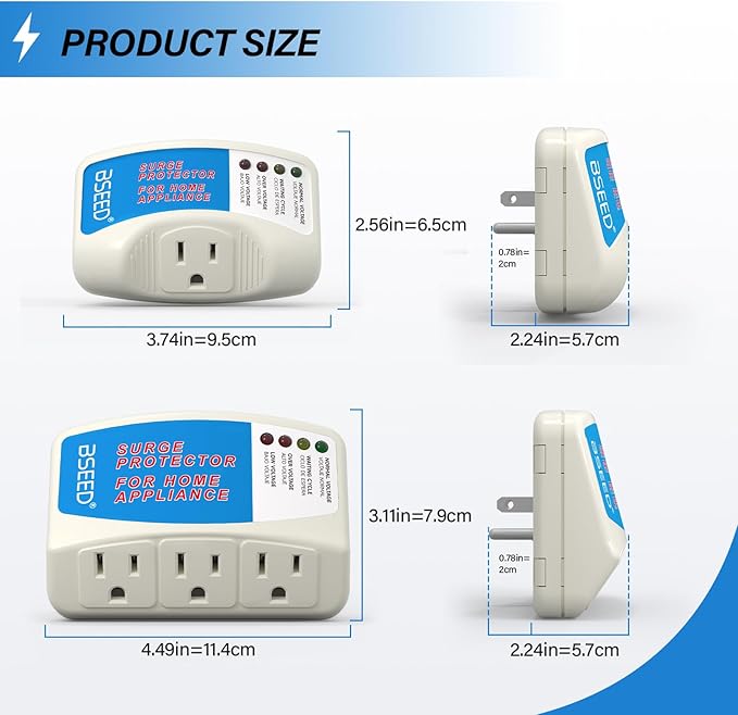 BSEED Voltage Protector, 3 Outlet Plug in Surge Protector - Image 2