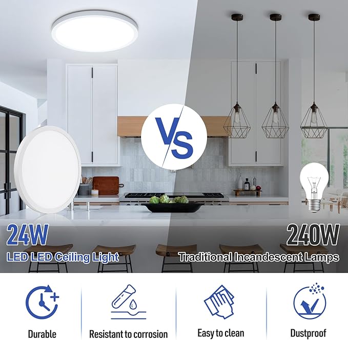 SunRider LED Flush Mount Ceiling Light Fixture, 6000K Cool White, 12 Inch 24W - Image 4