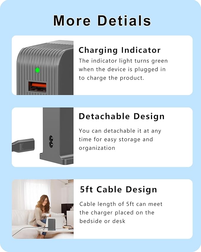 VPSUN USB Charger 6 Port 50W Multi USB Tower Charging Station - Image 6