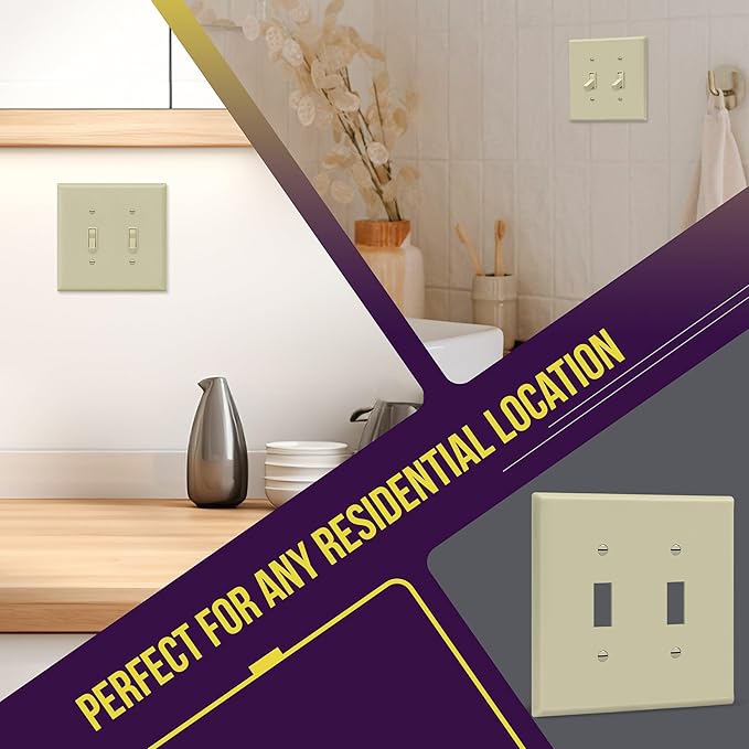 ENERLITES Toggle Light Switch Wall Plate, Gloss Finish, Midway Size 2-Gang - Image 4