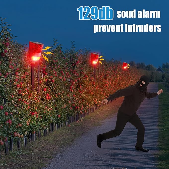 Qualirey 6 Pack Solar Sound and Light Alarm Motion Sensor 129db Outdoor - Image 6
