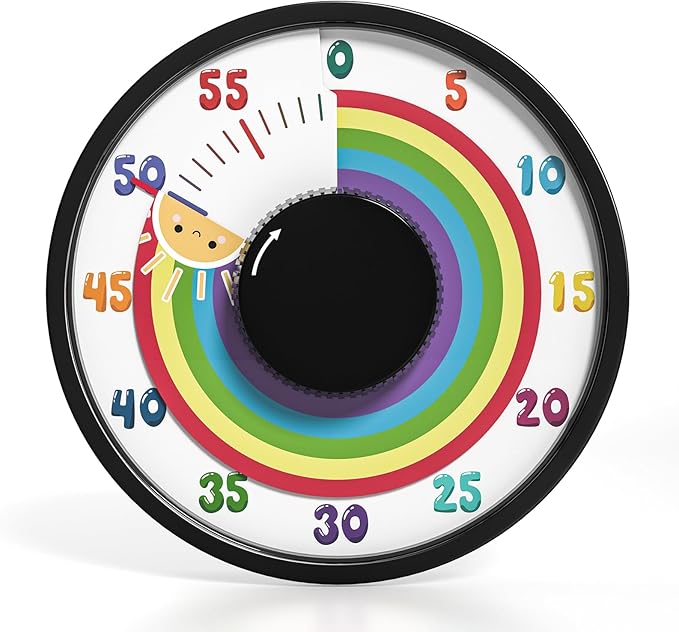 Secura 60-Minute Rainbow Visual Timer 6-Inch Mechanical Countdown Timers by Secura