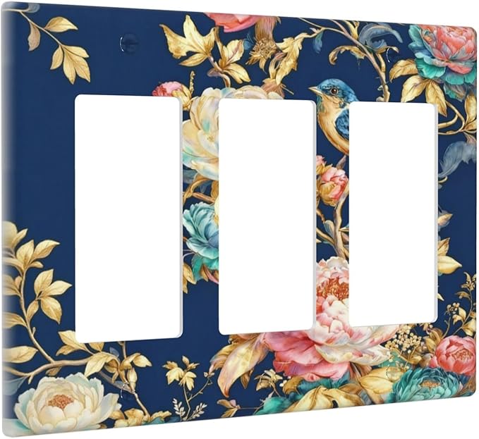 Bvtewkhz Floral Birds Morris 3 Gang Triple Rocker Decorative Outlet Covers - Image 2