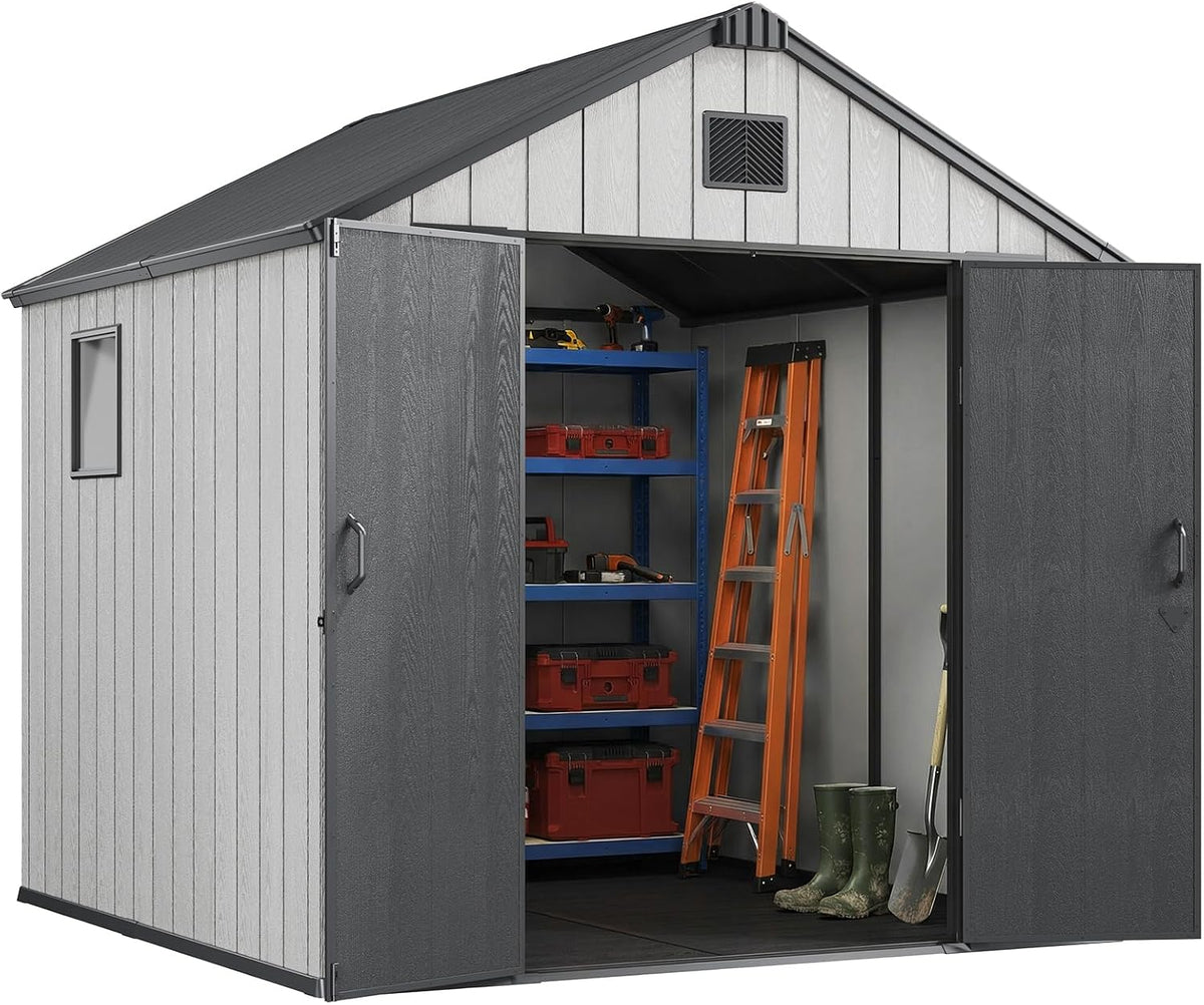 jocoevol heavy duty storage shed, 8x8ft resin outdoor, main product view