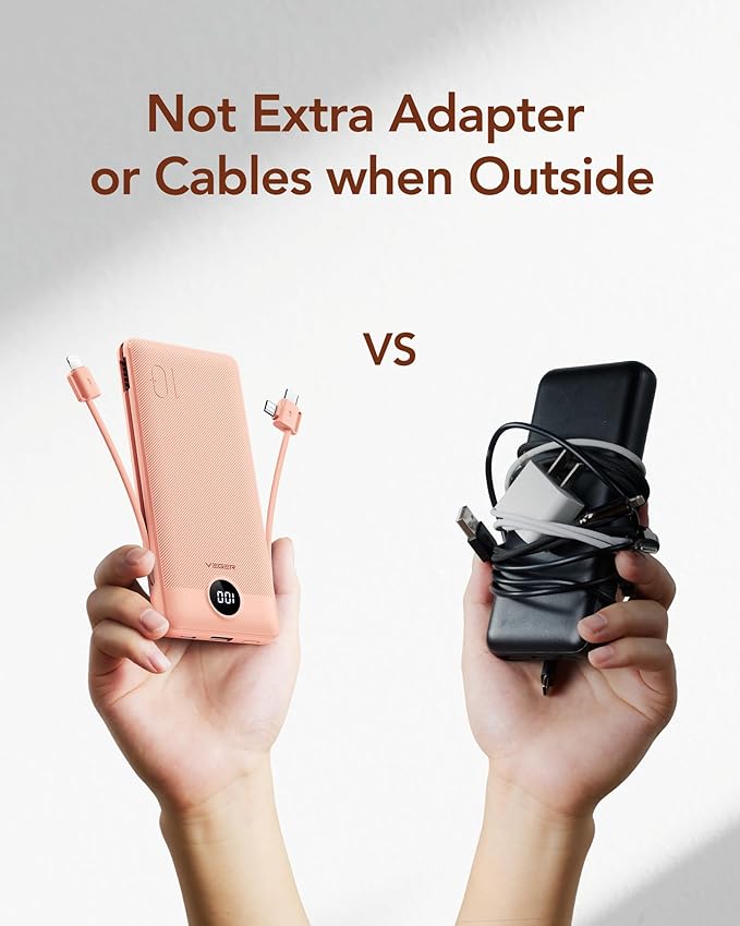 VEGER Portable Charger for iPhone Built in Cables and Wall Plug, 10000mah Slim - Image 10